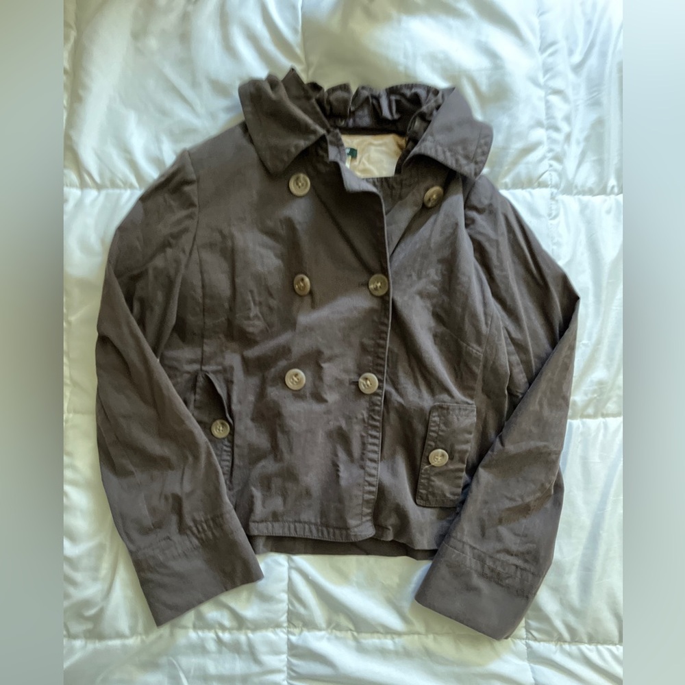 GUC Jcrew ruffle collar pea coat